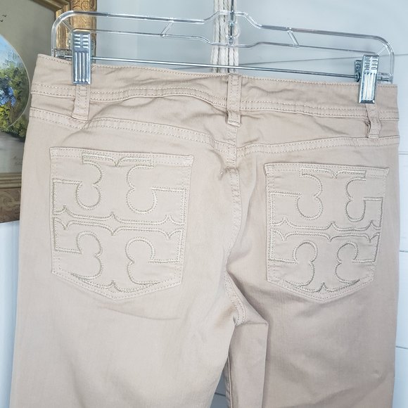 Tory Burch Khaki Tan Cropped Jean Size 28 - Picture 3 of 6